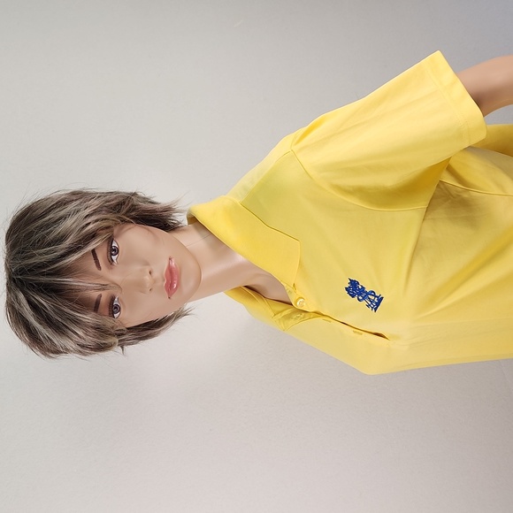 Paragon yellow Golf Polo, Ladies Size L, Made in Guatemala, 4 button crew neck - Picture 10 of 17